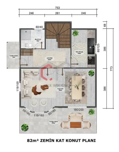 152 m2 4+1 Çift Katlı Prefabrik Villa - Görsel 3