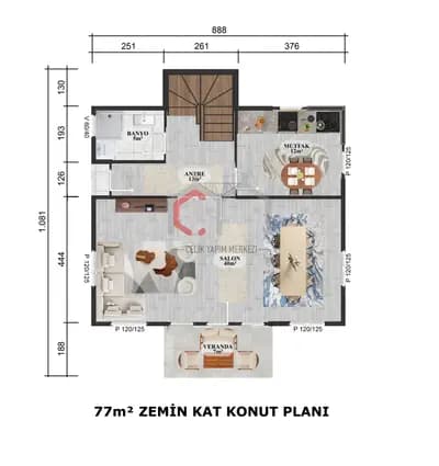 166m2 ZEMİN KAT