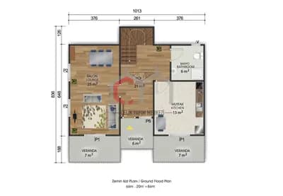 4+1 Çift Katlı Prefabrik Ev 158 m2 – Üç Verandalı Model - Görsel 2