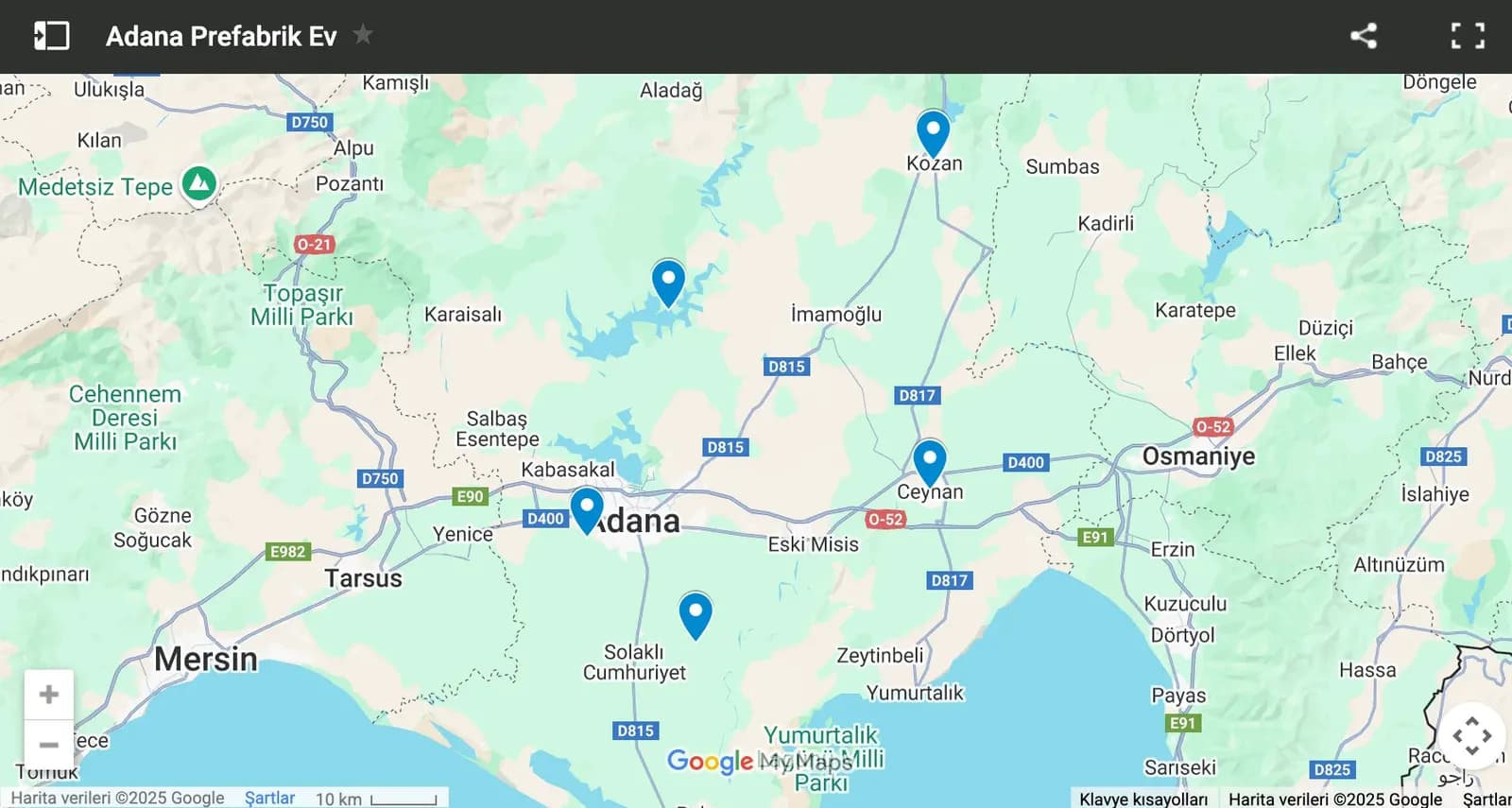 Adana prefabrik ev bölgeleri