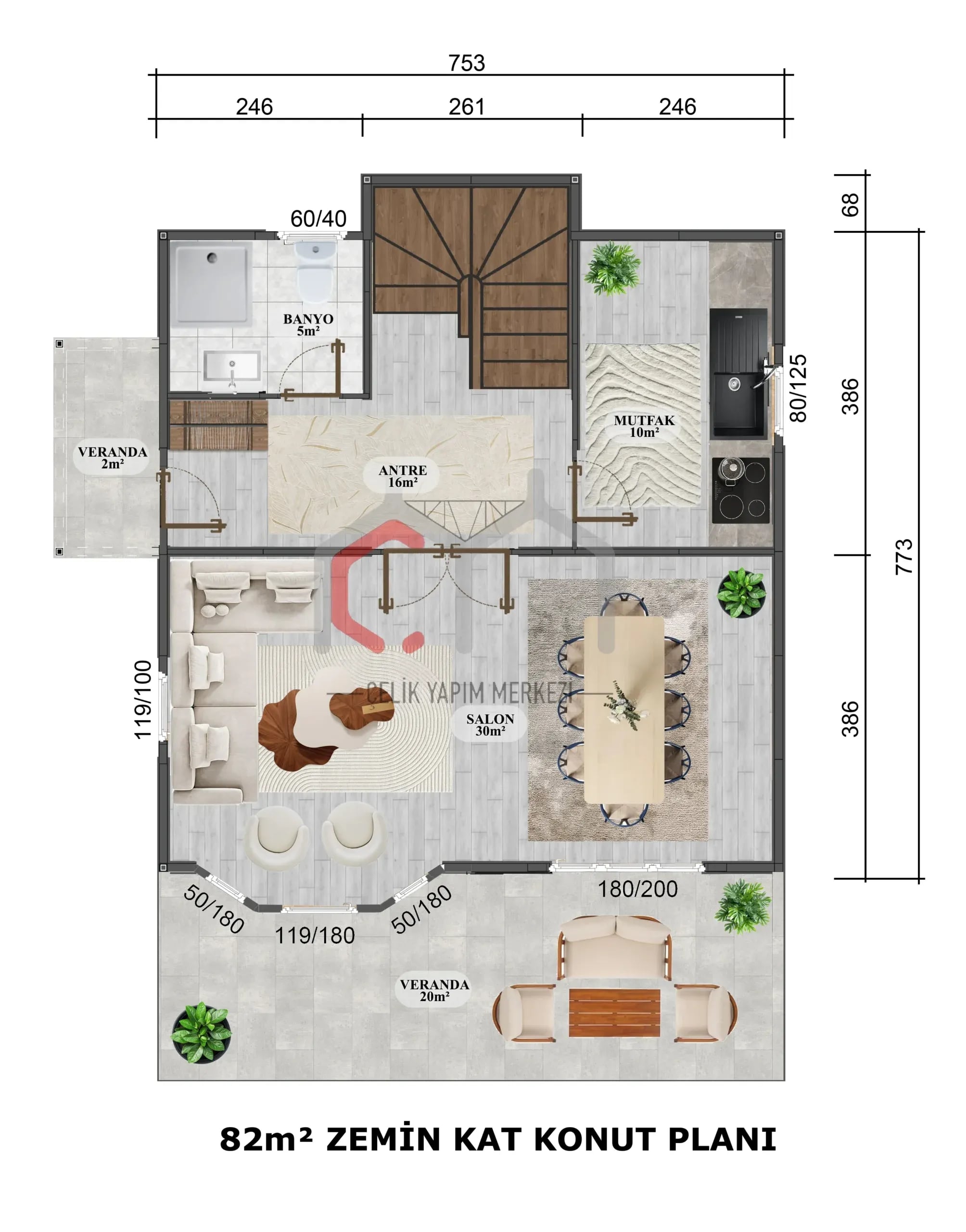 152 m2 4+1 Çift Katlı Prefabrik Villa - Görsel 3