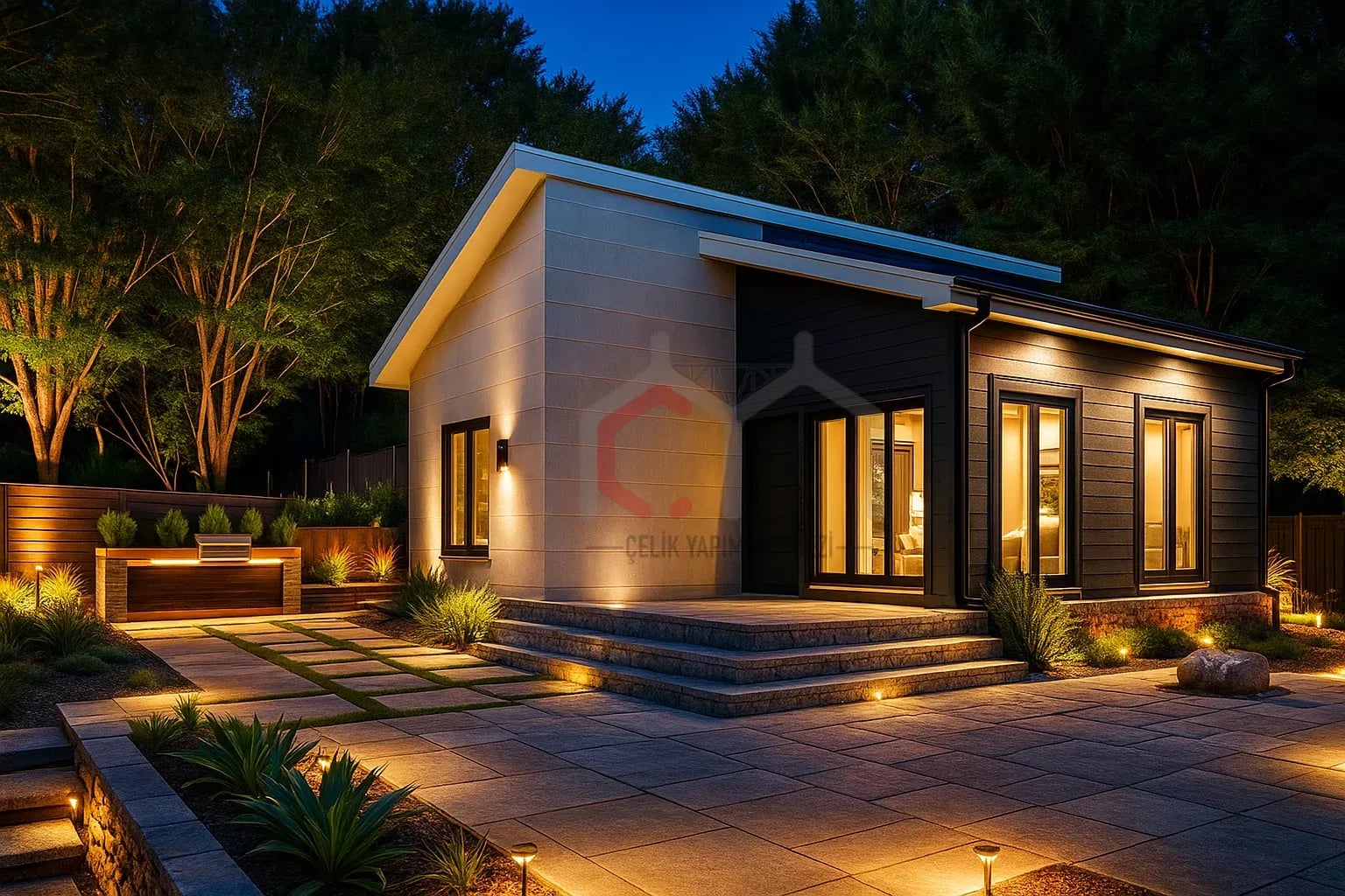 49 m2 Prefabrik Villa gece