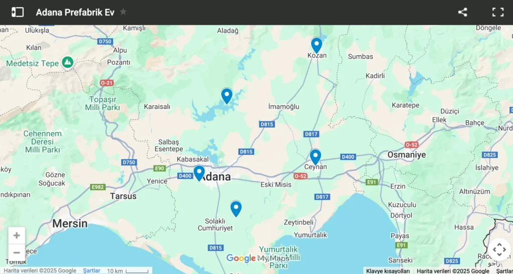 Adana prefabrik ev bölgeleri