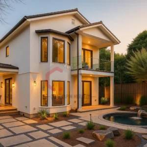 126 m2 çift katlı prefabrik villa gece