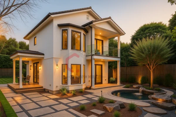 126 m2 çift katlı prefabrik villa gece