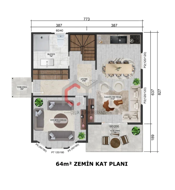 126m2 ZEMİN KAT