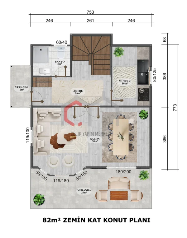 152 m2 4+1 Çift Katlı Prefabrik Villa - Görsel 3