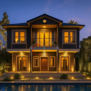 166 m2 4+1 Prefabrik Villa gece