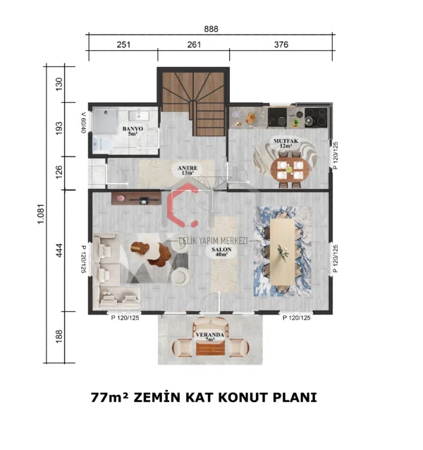 166m2 ZEMİN KAT