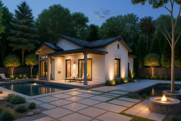 85 m2 Tek Katlı Prefabrik Villa gece